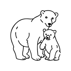polar bear with cub icon, polar bear with cub line art - simple line art of polar bear with cub, perfect for polar bear with cub logos and icons
