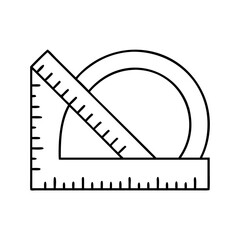 protractor icon, protractor line art - simple line art of protractor, perfect for protractor logos and icons