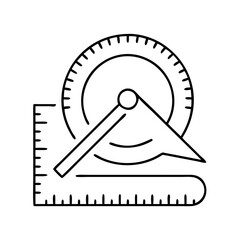 protractor icon, protractor line art - simple line art of protractor, perfect for protractor logos and icons