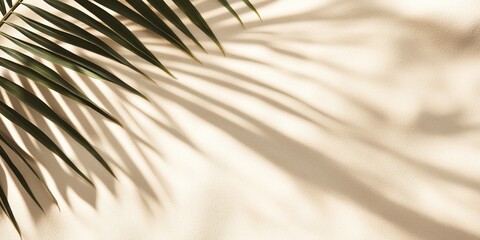 Obraz premium Palm Leaf Shadow on Beige Wall