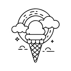 rainbow sherbet icon, rainbow sherbet line art - simple line art of rainbow sherbet, perfect for rainbow sherbet logos and icons