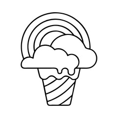 rainbow sherbet icon, rainbow sherbet line art - simple line art of rainbow sherbet, perfect for rainbow sherbet logos and icons