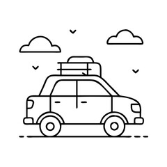 road trip car icon, road trip car line art - simple line art of road trip car, perfect for road trip car logos and icons