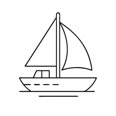 sailboat icon, sailboat line art - simple line art of sailboat, perfect for sailboat logos and icons