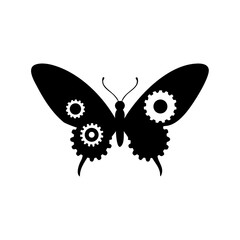 Steampunk Butterfly with Gear Accents Vector