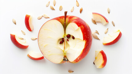 Apple Core Surrounded by Highlighted Seeds on white background.PNG