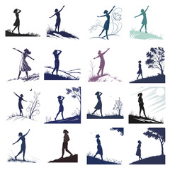 silhouette women day on white background