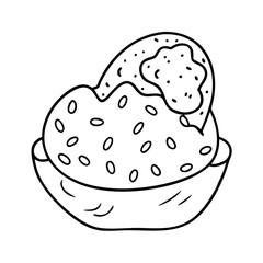scoop of rocky road icon, scoop of rocky road line art - simple line art of scoop of rocky road, perfect for scoop of rocky road logos and icons