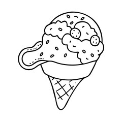 scoop of rocky road icon, scoop of rocky road line art - simple line art of scoop of rocky road, perfect for scoop of rocky road logos and icons