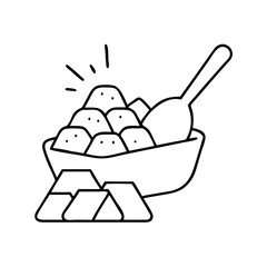 scoop with edible gold icon, scoop with edible gold line art - simple line art of scoop with edible gold, perfect for scoop with edible gold logos and icons
