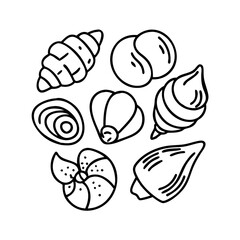 seashell collection icon, seashell collection line art - simple line art of seashell collection, perfect for seashell collection logos and icons
