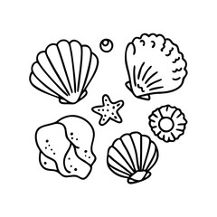 seashell collection icon, seashell collection line art - simple line art of seashell collection, perfect for seashell collection logos and icons