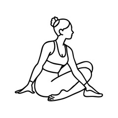 seated twist pose icon, seated twist pose line art - simple line art of seated twist pose, perfect for seated twist pose logos and icons