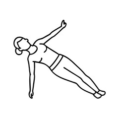 side plank pose icon, side plank pose line art - simple line art of side plank pose, perfect for side plank pose logos and icons