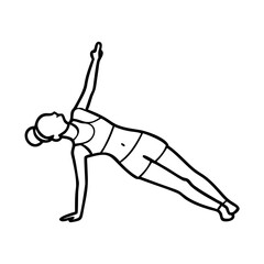 side plank pose icon, side plank pose line art - simple line art of side plank pose, perfect for side plank pose logos and icons