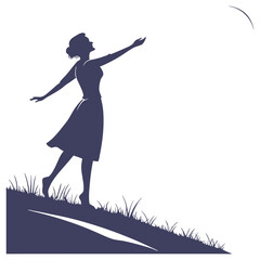 silhouette women day on white background