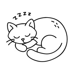 sleeping cat icon, sleeping cat line art - simple line art of sleeping cat, perfect for sleeping cat logos and icons