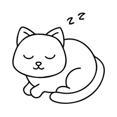 sleeping cat icon, sleeping cat line art - simple line art of sleeping cat, perfect for sleeping cat logos and icons