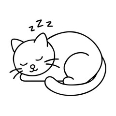 sleeping cat icon, sleeping cat line art - simple line art of sleeping cat, perfect for sleeping cat logos and icons