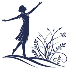 silhouette women day on white background