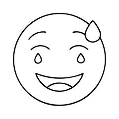 smiling face with sweat icon, smiling face with sweat line art - simple line art of smiling face with sweat, perfect for smiling face with sweat logos and icons