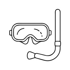 snorkel and mask icon, snorkel and mask line art - simple line art of snorkel and mask, perfect for snorkel and mask logos and icons