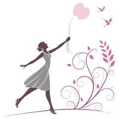 silhouette women day on white background