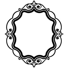 Rococo Frame vector silhouette black on white background