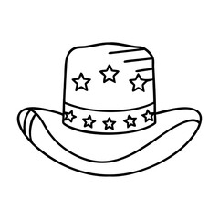 star spangled cowboy hat icon, star spangled cowboy hat line art - simple line art of star spangled cowboy hat, perfect for star spangled cowboy hat logos and icons