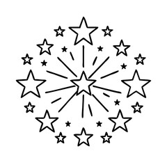 star spangled fireworks icon, star spangled fireworks line art - simple line art of star spangled fireworks, perfect for star spangled fireworks logos and icons