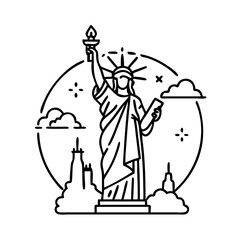 statue of liberty icon, statue of liberty line art - simple line art of statue of liberty, perfect for statue of liberty logos and icons