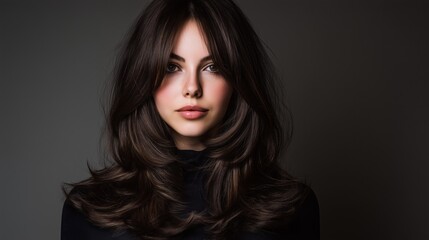 Fototapeta premium Gorgeous Swoopy Curtain Bangs with Layers for woman.