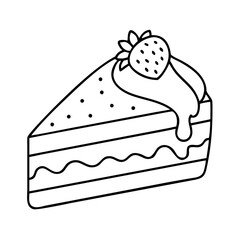 strawberry ice cream cake slice icon, strawberry ice cream cake slice line art - simple line art of strawberry ice cream cake slice, perfect for strawberry ice cream cake slice logos and icons