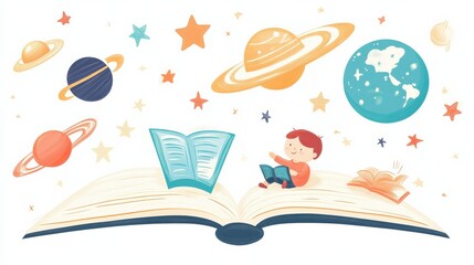 Naklejka premium Colorful Illustrations of Storytelling and Imagination