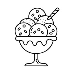 sundae with cookie crumbles icon, sundae with cookie crumbles line art - simple line art of sundae with cookie crumbles, perfect for sundae with cookie crumbles logos and icons