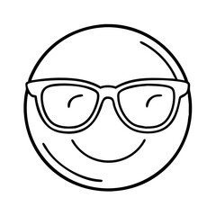 sunglasses emoji icon, sunglasses emoji line art - simple line art of sunglasses emoji, perfect for sunglasses emoji logos and icons