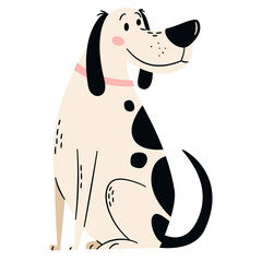 Flat vector illustration in a simple children's style. Cute dog on white background. Farm animals . Vector illustration