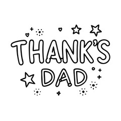 thanks dad text with stars icon, thanks dad text with stars line art - simple line art of thanks dad text with stars, perfect for thanks dad text with stars logos and icons