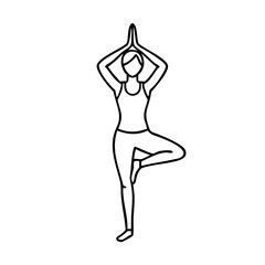 tree pose vrikshasana icon, tree pose vrikshasana line art - simple line art of tree pose vrikshasana, perfect for tree pose vrikshasana logos and icons