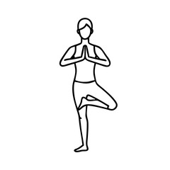 tree pose vrikshasana icon, tree pose vrikshasana line art - simple line art of tree pose vrikshasana, perfect for tree pose vrikshasana logos and icons