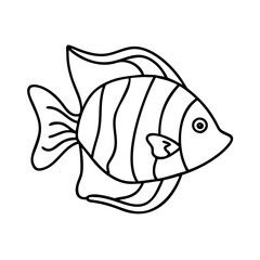 tropical fish icon, tropical fish line art - simple line art of tropical fish, perfect for tropical fish logos and icons
