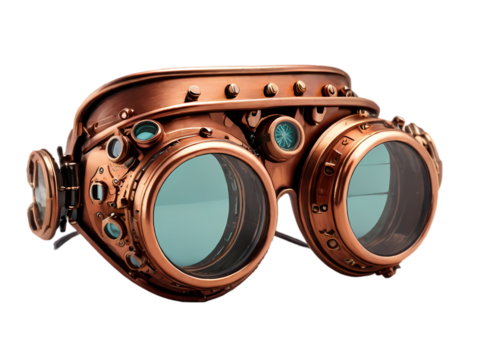 Elegant Copper Steampunk Goggles with Teal Lenses
