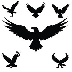 Obraz premium black silhouette logo of a flaying bird 