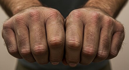 Fototapeta premium Close Up of Rough Dry Hands Showing Texture and Age