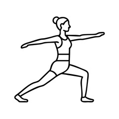 warrior ii pose icon, warrior ii pose line art - simple line art of warrior ii pose, perfect for warrior ii pose logos and icons