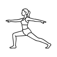 warrior pose virabhadrasana icon, warrior pose virabhadrasana line art - simple line art of warrior pose virabhadrasana, perfect for warrior pose virabhadrasana logos and icons