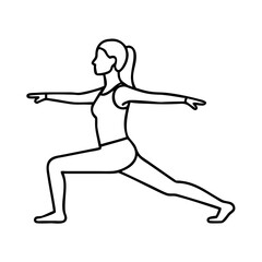 warrior pose virabhadrasana icon, warrior pose virabhadrasana line art - simple line art of warrior pose virabhadrasana, perfect for warrior pose virabhadrasana logos and icons