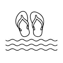 waves and flip flops icon, waves and flip flops line art - simple line art of waves and flip flops, perfect for waves and flip flops logos and icons