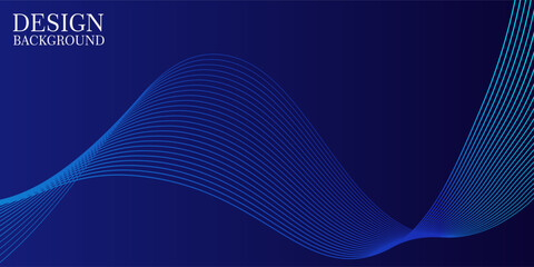 Fototapeta premium Abstract dark blue banner template. Vector minimal wavy line background with text for social media cover, header