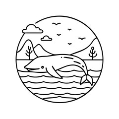 whale for coastal regions icon, whale for coastal regions line art - simple line art of whale for coastal regions, perfect for whale for coastal regions logos and icons